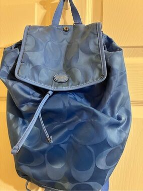 Coach Blue Drawstring Nylon backpack *Contents not included.